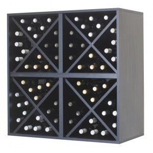 Cubo botellero estantería de 84 x84 para 88 botellas en negro-EX6416