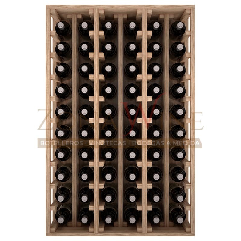 Botellero modular para 60 botellas de vino en madera maciza de roble - foto 3
