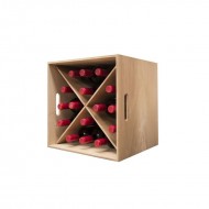 Cubo Botellero apilable  en madera rustica de 38 x 38 x 35 fondo para 16 botellas|Ref 246010