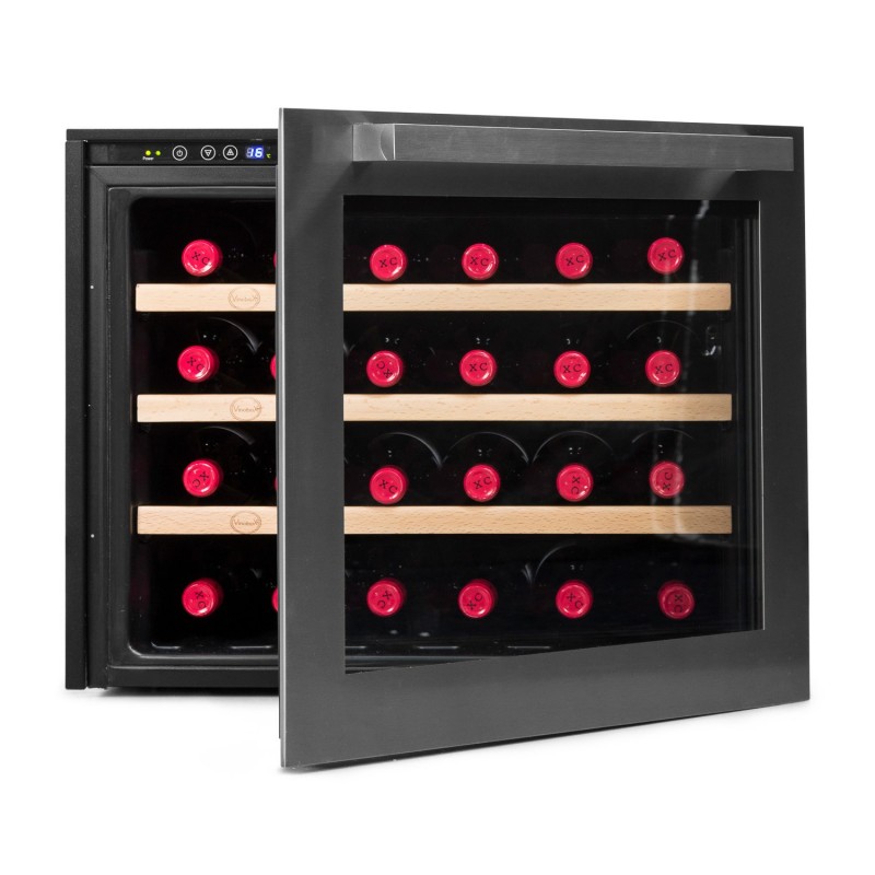 Vinoteca pequeña integrable → Vinobox 24 Design - vista frontal con la puerta abierta