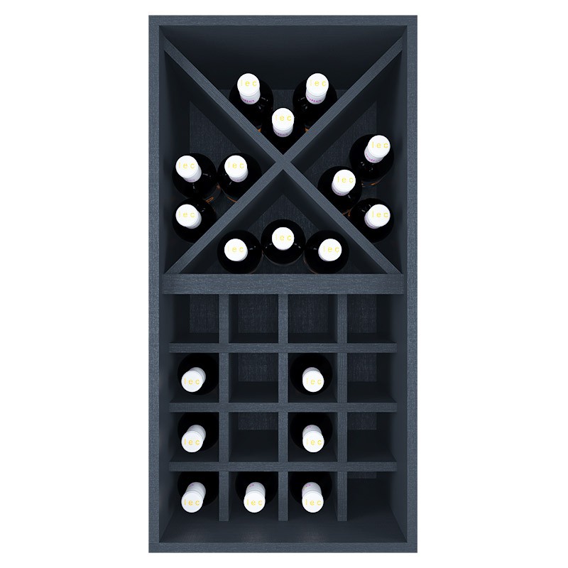 Botellero cubo doble en melamina negra para 28 botellas-EX6228