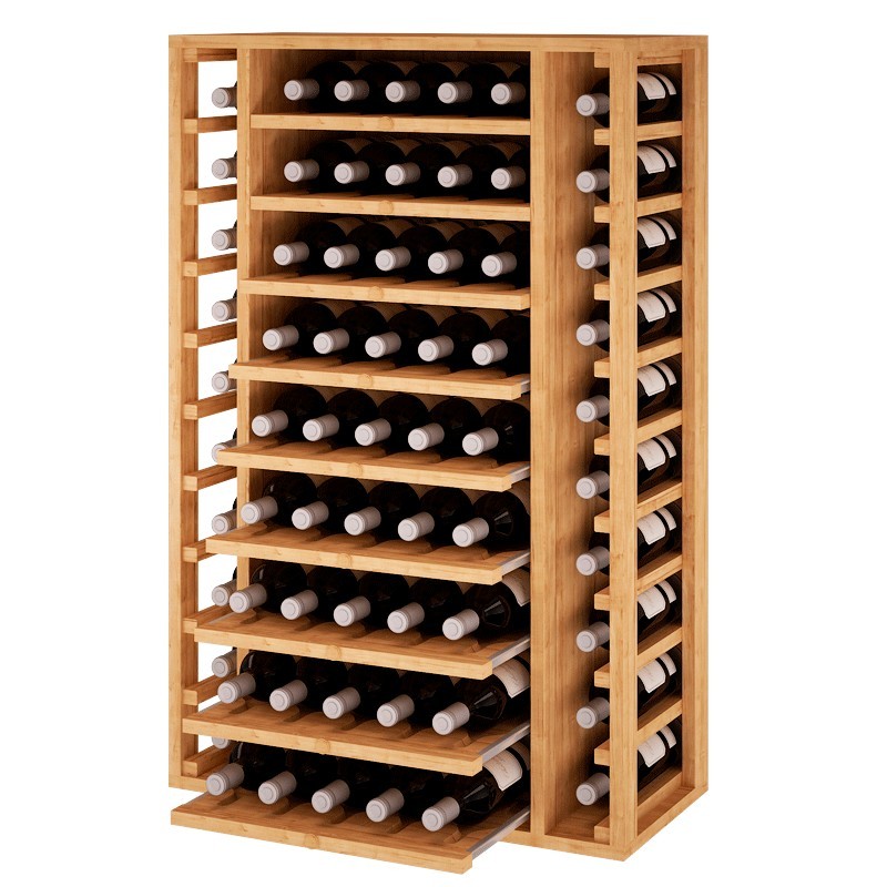 Botellero madera bandejas extraibles|65 botellas en 68x105x32 fondo|EX2540