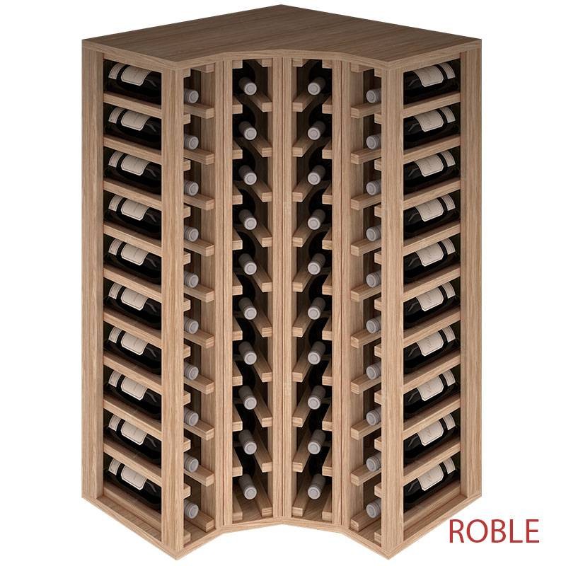 Botellero para rincón en madera de 105 x 63 x 63 Capacidad 40 botellas|EX2030-roble