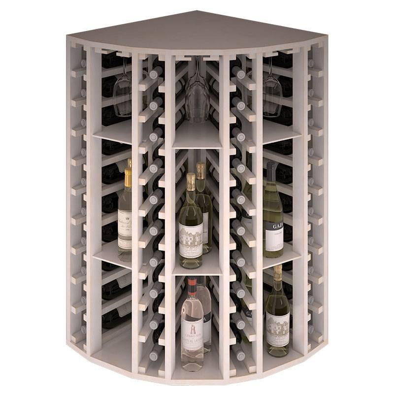 Botellero rincón para licores y vinos con soporte para copas de 105x63x63-EX2035-blanco