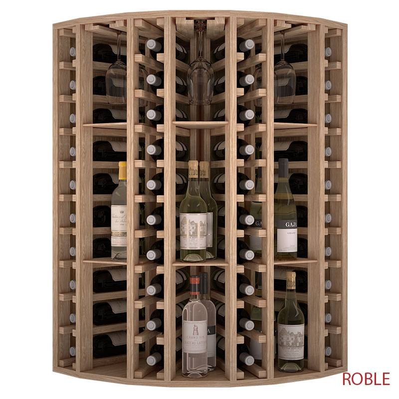 Botellero rincón para licores y vinos con soporte para copas de 105x63x63-EX2035-Roble