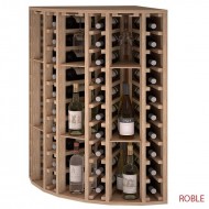 Botellero rincón para licores y vinos con soporte para copas de 105x63x63-EX2035-roble L