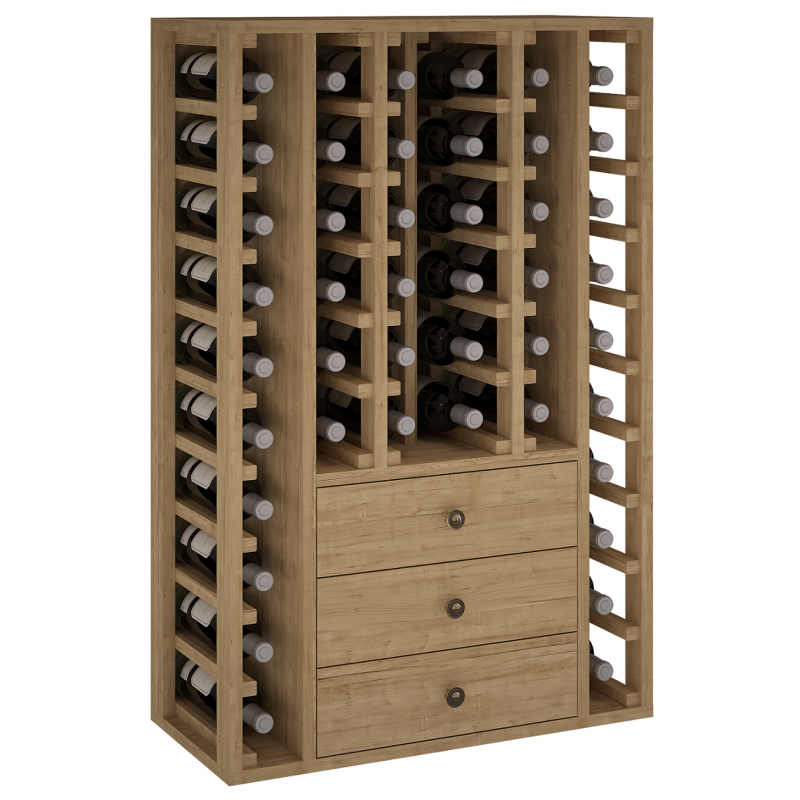 Botellero con cajones 44 botellas en madera de 105x68x32 fondo - EX2511