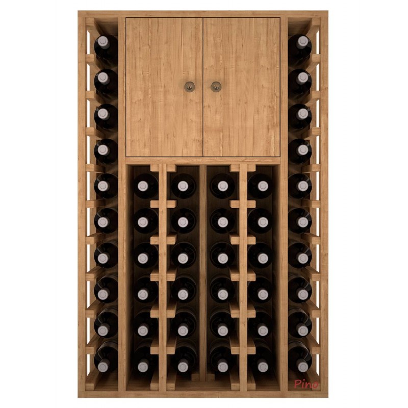 Armario Botellero vinos con puertas de 105/68/32 cm fondo para 44 botellas - EX2515-pino