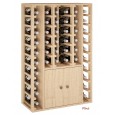 Armario botellero con puertas para accesorios vino de 105/68/32 fondo para 44 botellas - EX2516-pino