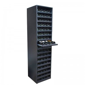Mueble Botellero negro con baldas extraibles de 168-42-42 para 64 botellas-EX8130