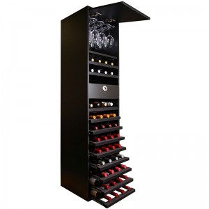 Botellero doble altura negro 44 botellas, 16 copas y cajón de accesorios| EX8135