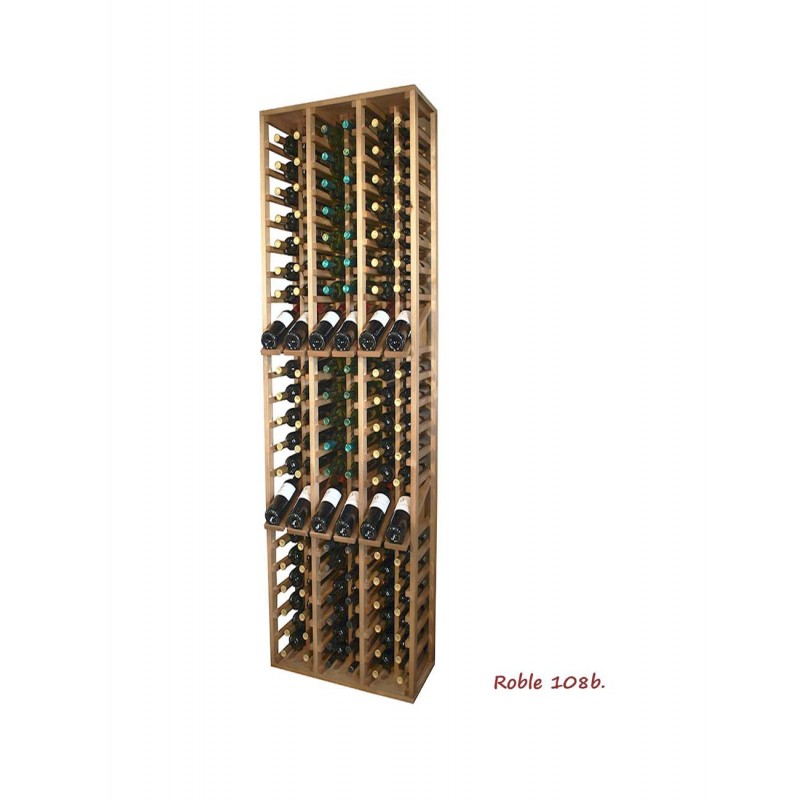 Botellero Expositor profesional 12 Marcas de vino 108 botellas en 210x68x32 fondo. EX2165-roble